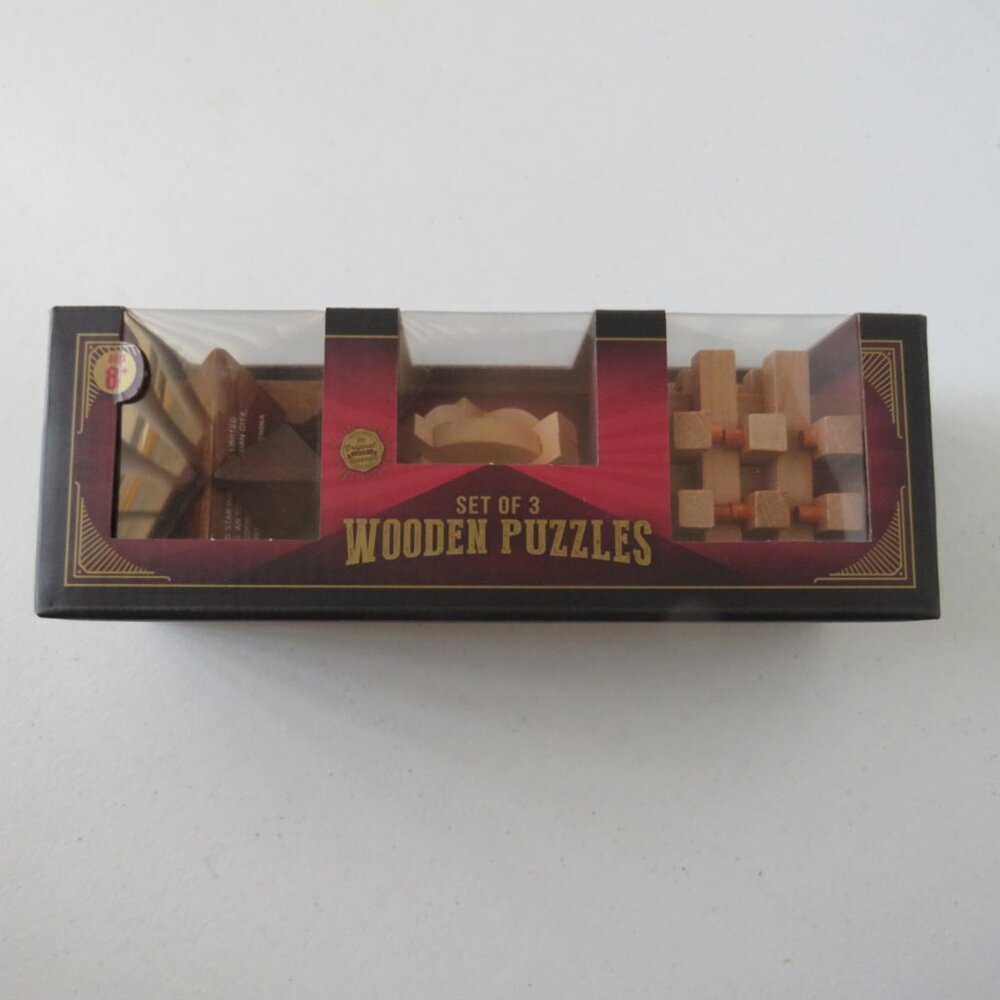 The Original Fun Workshop Set Of 3 Wooden Puzzles  Brain Teaser